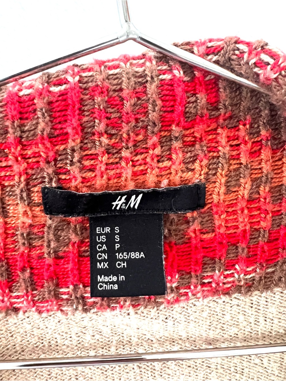 H&M | Aztec Open-Front Draped Cardigan Sweater - Red & Brown | size S - Picture 3 of 4